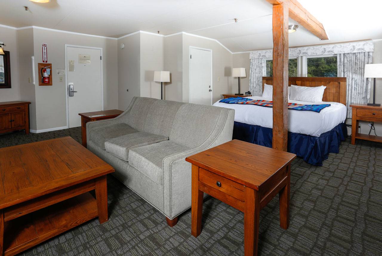 Enjoy spacious rooms, like Becker's Suite, in the main lodge at Kalaloch Lodge.