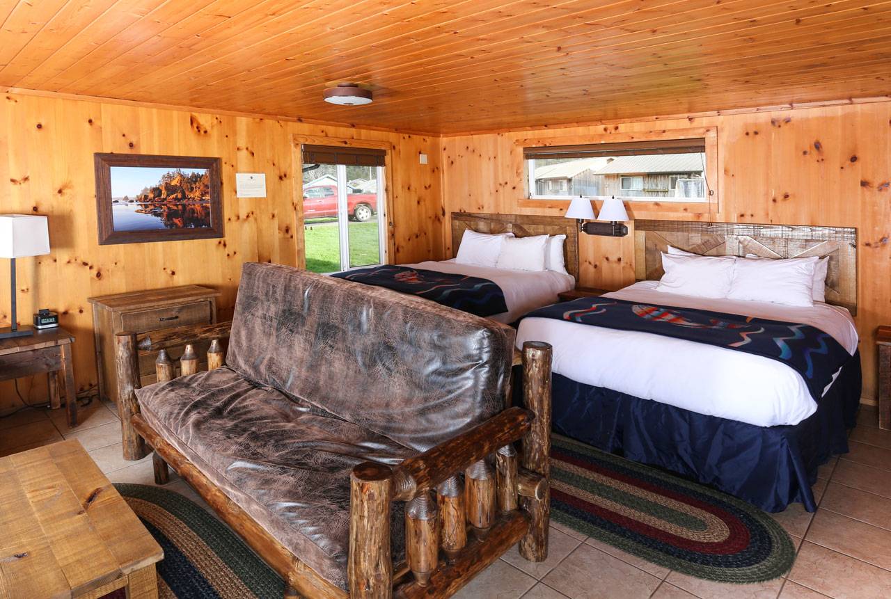 Bluff Cabins feature a variety of bedding configurations, sleeping up to 8 people.