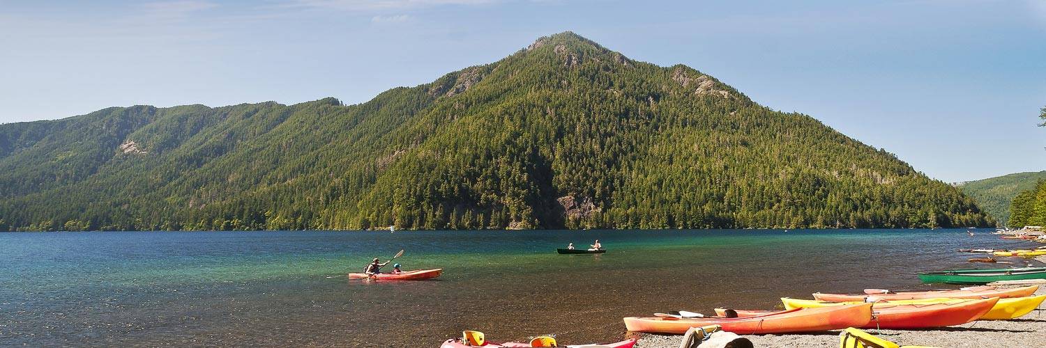 Explore Lake Quinault by kayak on your way to Kalaloch Lodge.