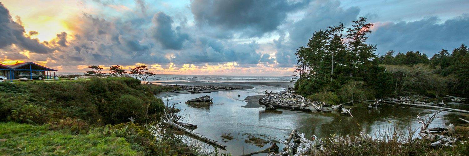 Activities and Attractions start only steps from Kalaloch Lodge, with enjoying Kalaloch Creek and a sunset over the ocean.