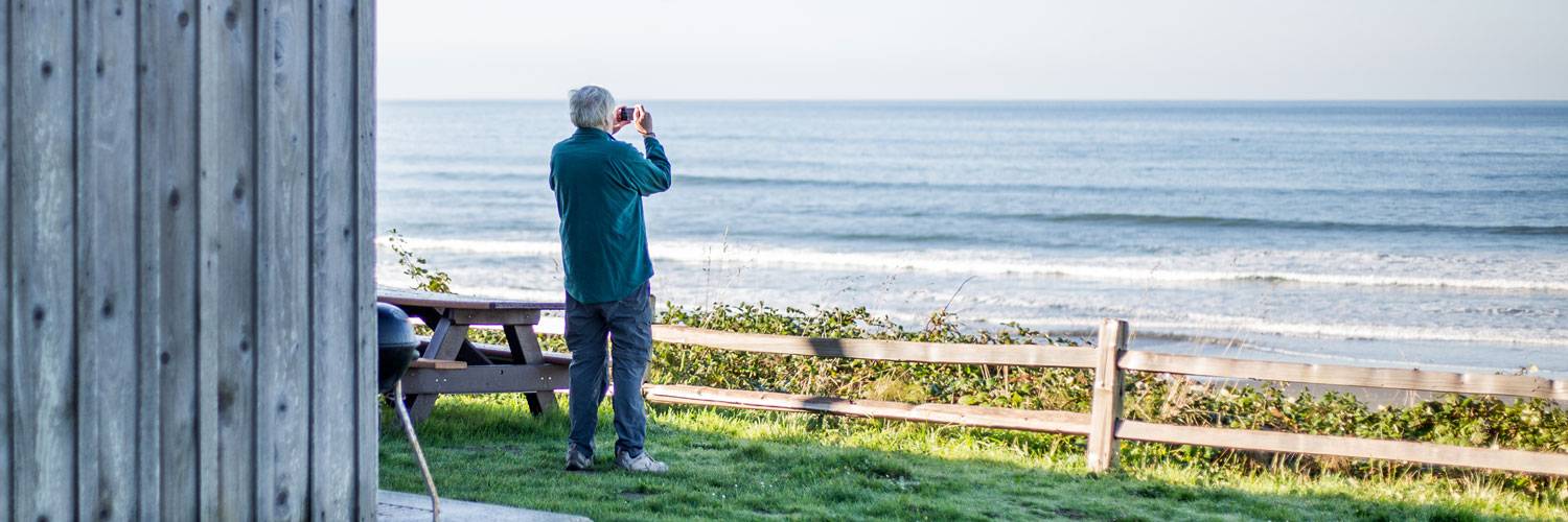 Capture beautiful ocean images just steps from your door at the Kalaloch Lodge Bluff Cabins.