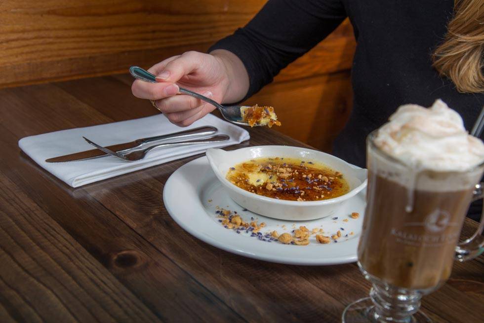 Stop by the Creekside Restaurant at Kalaloch Lodge for a bit of dessert, like creme brulee.