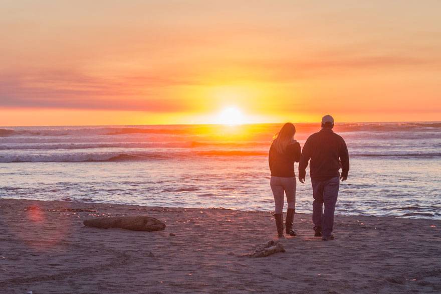 Enjoy simple activities right from Kalaloch Lodge including a beach walk at sunset.